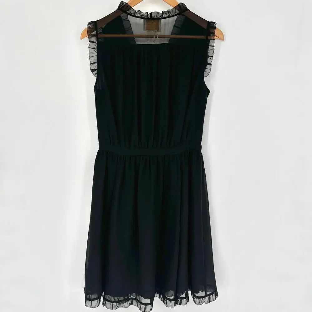 NWT Kate Spade Black Chiffon Embellished Mini Dress Size 6